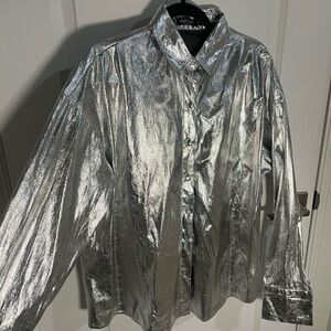 Silver Metallic Oversize Shirt 4